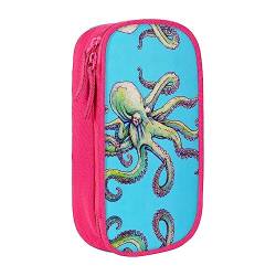 Federmäppchen mit Oktopus-Design, mittelgroß, mit Doppelreißverschlüssen für die Arbeit, niedlich, rose, Einheitsgröße, Koffer von KoNsev