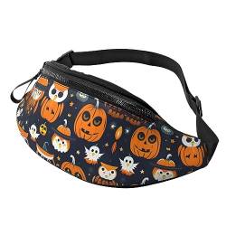 Halloween Eule Geist Kürbis Mode Sling Geldbörse Schultertasche Bauchtasche Causal Brust Bauchtasche Rucksack für Workout Reisen Laufen, Schwarz , Einheitsgröße von KoNsev