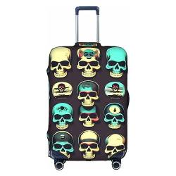 KoNsev Gepäckabdeckung, modischer Koffer-Schutz, passend für 45,7 - 81,3 cm großes Gepäck, waschbare Koffer-Abdeckungen, cooler Retro-Totenkopf-Grafikdruck von KoNsev