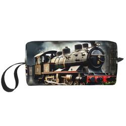 KoNsev Kulturtasche für Damen und Herren mit Dampflokomotive-Zug, Zubehör, kleine Geldbörse, kleine Tasche, Dampflokomotive Zug, Einheitsgröße von KoNsev