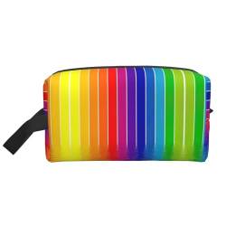 KoNsev Reise-Kulturbeutel für Damen und Herren, Regenbogen-gestreift, kleine Münzgeldbörse, kleine Tasche, Regenbogengestreift, Einheitsgröße von KoNsev