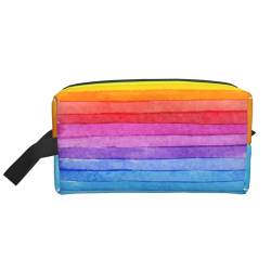 KoNsev Reise-Kulturbeutel für Damen und Herren, Regenbogenfarben, gestreift, kleine Geldbörse, kleine Tasche, Regenbogenfarben, gestreift, Einheitsgröße von KoNsev