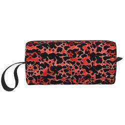 KoNsev Reise-Kulturbeutel für Damen und Herren, mit rotem Leopardenmuster, kleine Geldbörse, kleine Tasche, Rotes Leopardenmuster, Einheitsgröße von KoNsev