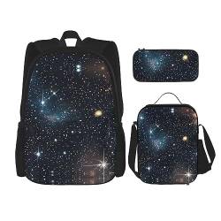 Lustige Katzen Vögel Und Blumen Rucksack Schultasche Daypack Mit Lunchbox Und Federmäppchen 3 In 1 Schultaschen Set, Sternbild Sternhaufen Galaxien, EinheitsgröÃŸe von KoNsev