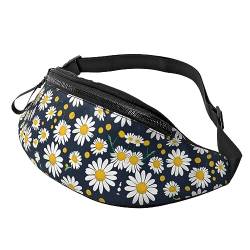 Modische Schultertasche mit Blumenmuster und Gänseblümchen-Motiv, Bauchtasche, Rucksack für Workout, Reisen, Laufen, Schwarz , Einheitsgröße von KoNsev