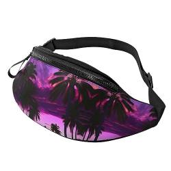 Palm Tree Purple Sunset Fashion Sling Purse Shoulder Bag Fanny Pack Causal Chest Bum Bag Backpack for Workout Traveling Running, Schwarz , Einheitsgröße von KoNsev