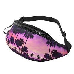 Palm Tree Purple Sunsets Fashion Sling Purse Shoulder Bag Fanny Pack Causal Chest Bum Bag Backpack for Workout Traveling Running, Schwarz , Einheitsgröße von KoNsev