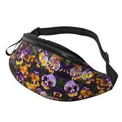 Pansy Perfection Fashion Sling Purse Shoulder Bag Fanny Pack Causal Chest Bum Bag Backpack for Workout Traveling Running, Schwarz , Einheitsgröße von KoNsev