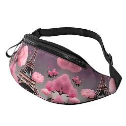 Paris Street Eiffelturm Pink Floral Fashion Sling Purse Shoulder Bag Fanny Pack Causal Chest Bum Bag Backpack for Workout Traveling Running, Schwarz , Einheitsgröße von KoNsev