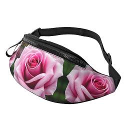 Pink Rose Blossom Fashion Sling Purse Shoulder Bag Fanny Pack Causal Chest Bum Bag Backpack for Workout Traveling Running, Schwarz , Einheitsgröße von KoNsev