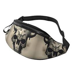 Runner Bull Skull Fashion Sling Purse Shoulder Bag Fanny Pack Causal Chest Bum Bag Backpack for Workout Traveling Running, Schwarz , Einheitsgröße von KoNsev