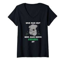 Damen Koala Nachthemd Schlafshirt Schlafanzug lustiger Spruch T-Shirt mit V-Ausschnitt von Koala Schlafanzug Pyjama Geschenk Nachthemd