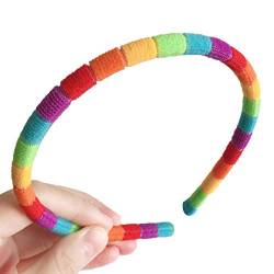 Frauen Herbst Waschen Gesicht Plüsch Stirnband Regenbogen Gestreiften Elastische Styling Haar Hoop von Kobeleen