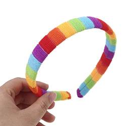 Frauen Herbst Waschen Gesicht Plüsch Stirnband Regenbogen Gestreiften Elastische Styling Haar Hoop von Kobeleen