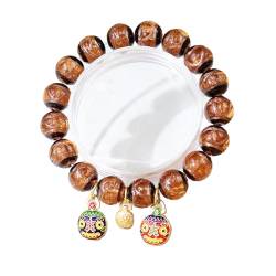 Kobeleen Graues Glas mit mehrfarbigen Perlen, chinesischer Stil, Vintage-Stil, Gold, Schlucktier, ethnische Gruppe, Armband, Damenmode-Accessoire von Kobeleen