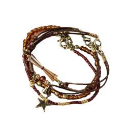 Kobeleen Vintage-Armband-Set mit Acrylperlen, stilvolles ethnisches Armband aus gewebtem Seil, Schmuck, atemberaubende Perlen-Handgelenkketten für Frauen von Kobeleen