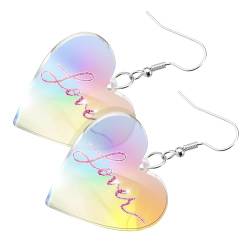 Mode-Ohrringe mit Farbverlauf, Herz-Charme, einzigartige baumelnde Ohrringe, einfacher Anhänger-Ohrring, Party-Schmuck, Charm-Ohrring von Kobeleen