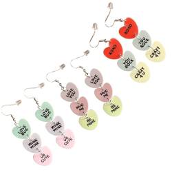 Paar Acryl-Herz-Anhänger-Ohrringe für Frauen, Valentinstag-Ohrringe, Behänge, Ornament, geometrische Ohrtropfen, Schmuck von Kobeleen