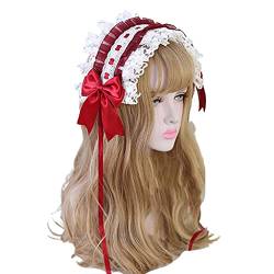 Rüschen-Stirnband, süße Stern-Stickerei, Spitzenband, Schleife, Haarband mit Haarnadeln, Anime-Maid-Cosplay-Kopfschmuck von Kobeleen