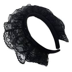 Spitzen-Stirnbänder für Frauen, mehrschichtiges Spitzen-Stirnband, niedliche Neuheits-Kopfbedeckung, Damen-Kopfbedeckung, Dienstmädchen-Cosplay-Party-Requisiten von Kobeleen