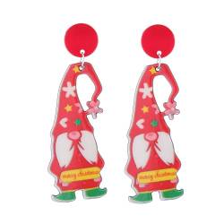 Weihnachts-Ohrstecker aus Acryl, Cartoon-Santa-Schneemann-Ohrstecker, lustige Tropfen-Ohrringe, Statement-Schmuck für Frauen von Kobeleen