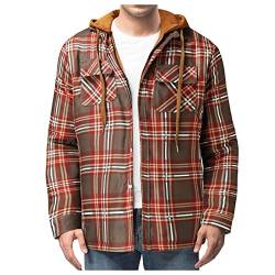 Cordhemd Herren Slim Fit Warm Reißverschluss Arbeitsjacke Holzfällerhemd Langarm Gefüttert Flanellhemd Fleecejacke mit Kapuze Karierte Regular Fit Hemd Jacke Freizeithemden Winterjacke 2024 von Kobilee