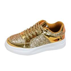 Kobilee Glitzer Schuhe Damen 80er Jahre Schwarz Weiße Blau Sportschuhe Bling Atmungsaktiv Glitzer Schuhe Gold Silber Turnschuhe Keil Sneaker Party Bunte Sneakers Outdoor von Kobilee