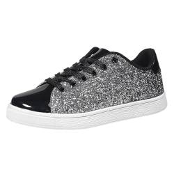 Kobilee Glitzer Sneaker Damen - Gold Silber Große Größen Schuhe Schwarz Weiße Blau Bling Leicht Laufschuhe Keil Sneaker Atmungsaktiv Turnschuhe Outdoor Fitness Damenschuhe Party von Kobilee