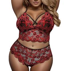 Kobilee Sexy Outfit für Damen Push Up Ouvert Große Größen Reizwäsche Offener Schritt Babydoll Erotisch Nachtwäsche Dessous Curvy Body Rot Negligee Sexy Unterwäsche Frauen Spitze von Kobilee