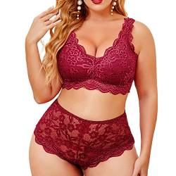 Kobilee Sexy Outfit für Damen Push Up Ouvert Große Größen Reizwäsche Offener Schritt Babydoll Erotisch Nachtwäsche Dessous Curvy Body Rot Negligee Sexy Unterwäsche Frauen Spitze von Kobilee