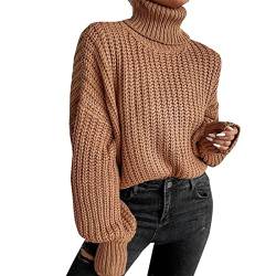 Kobilee Winterpullover Damen Warm Rollkragen Weich Leichte Vintage Grobstrickpullover Rollkragenpullover Winter Dicke Elegant Norweger Pullover Jumper Warm Frühling Langarm Oberteile Strickpullover von Kobilee