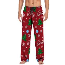 Pyjama Hosen Herren XXL Christmas Winter Freizeithose Weihnachtshose Lustig Lang Karierte Warm Schlafanzughose Schlafhose mit Heizung Weihnachts Weihnachtsdruck Loungewear Haushose Pyjamahose von Kobilee