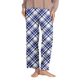 Schlafanzughose Damen 3/4 Weihnachten Große Größen Lang Karierte Hose mit Gummizug Weich Winter Warm Pyjamahose Weihnachtspyjama Elegante Hosen Weihnachts Pyjama Karierte Schlafhose von Kobilee