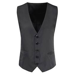 Weste Herren Schwarz Slim Fit Hochzeit Sportlich Outdoor Gilet Herrenweste Große Größen Elegant Business Formale Vintage Weste Anzugwesten V-Ausschnitt Modern Ärmellose Sakko Western Anzugweste von Kobilee