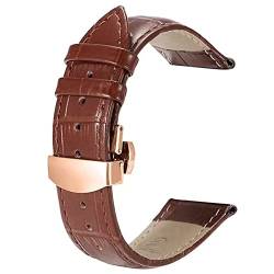 Kobmand Leder Uhrenarmband mit Metall-Edelstahl-Schnalle, 20 mm 22 mm Ersatzarmband Armband für Uhren. (20mm, Braun) von Kobmand