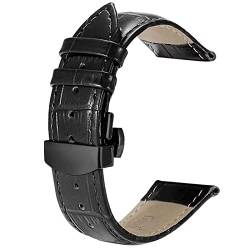 Kobmand Leder Uhrenarmband mit Metall-Edelstahl-Schnalle, 20 mm 22 mm Ersatzarmband Armband für Uhren. (20mm, Schwarz) von Kobmand