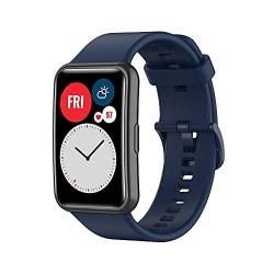Kobmand Silikon Armband kompatibel mit Huawei Watch Fit Special Edition/watch Fit (TIA-B09/TIA-B19)/watch Fit new, Austausch Uhrenarmband Schnellwechsel Wristband(navy blue) von Kobmand