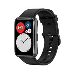 Kobmand Silikon Armband kompatibel mit Huawei Watch Fit Special Edition/watch Fit (TIA-B09/TIA-B19)/watch Fit new, Austausch Uhrenarmband Schnellwechsel Wristband (black) von Kobmand