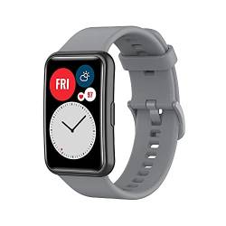 Kobmand Silikon Armband kompatibel mit Huawei Watch Fit Special Edition/watch Fit (TIA-B09/TIA-B19)/watch Fit new, Austausch Uhrenarmband Schnellwechsel Wristband (gray) von Kobmand