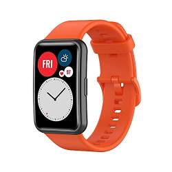 Kobmand Silikon Armband kompatibel mit Huawei Watch Fit Special Edition/watch Fit (TIA-B09/TIA-B19)/watch Fit new, Austausch Uhrenarmband Schnellwechsel Wristband (orange) von Kobmand