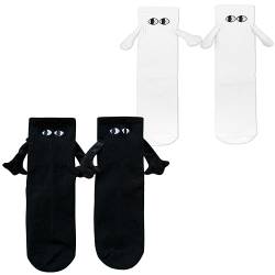 Kobmand lustige magnetische Socken für Paare, 2 Paar Unisex magnetische 3D Hände halten Socken mittlere Röhre Socken Geburtstag Paar Geschenke für Frauen Männer von Kobmand