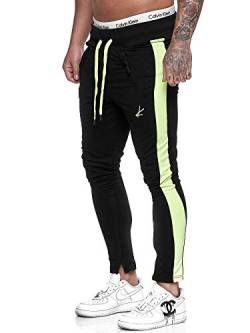 Koburas Herren Jogging Hose Jogger Streetwear Sporthose Modell KO-1091-JG Schwarz Gelb XL von Koburas