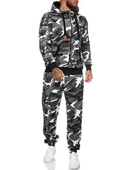 Koburas Herren Jogginganzug Trainingsanzug Männer Sportanzug Fitness Outfit Streetwear Tracksuit Jogginghose Hoodie-Sporthose Sportkleidung Comfort Fit Modell KO-13112 Weiß Camouflage S von Koburas