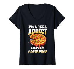 Damen I'm A Pizza Addict And I'm Not Ashamed T-Shirt mit V-Ausschnitt von Kochen Italien Nudelgerichte Spaghetti Nudel
