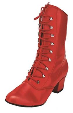 Kochmann Karneval Stiefel Cancan Tanzstiefel Leder geschnürt 4 cm Absatz Rot 36 von Kochmann