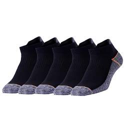 Kupfer Antibakterielle Athletic No Show / Low Cut Socken für Männer und Frauen, Schwarz/Orange-5 Pairs, Shoe L:45-49 EUR von Kodal