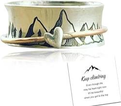 Kolarmo Keep Climbing Silver Ring,Personalised Spinner Ring,Inspiration Mountain Ring Jewellery (11) von Kolarmo