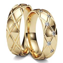 Kolibri Rings GOLD- Eheringe Paarpreis Gold 333 Massiv mit 6 Diamanten Trauringe Verlobungsringe Partnerringe 100% Made in Germany- Inkl. Gratis Etui + Gravur + Zertifikat (Hochglanz Poliert) von Kolibri Rings