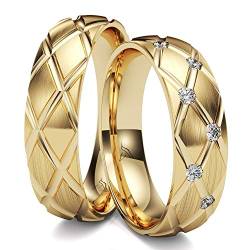 Kolibri Rings GOLD- Eheringe Paarpreis Gold 333 Massiv mit 6 Diamanten Trauringe Verlobungsringe Partnerringe 100% Made in Germany- Inkl. Gratis Etui + Gravur + Zertifikat (Längsmatt) von Kolibri Rings