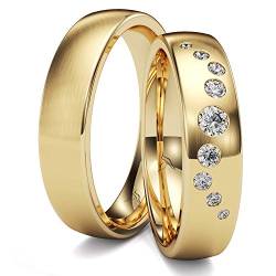 Kolibri Rings GOLD- Eheringe Paarpreis Gold 333 Massiv mit 9 Diamanten Trauringe Verlobungsringe Partnerringe 100% Made in Germany- Inkl. Gratis Etui + Gravur + Zertifikat (Längsmatt) von Kolibri Rings